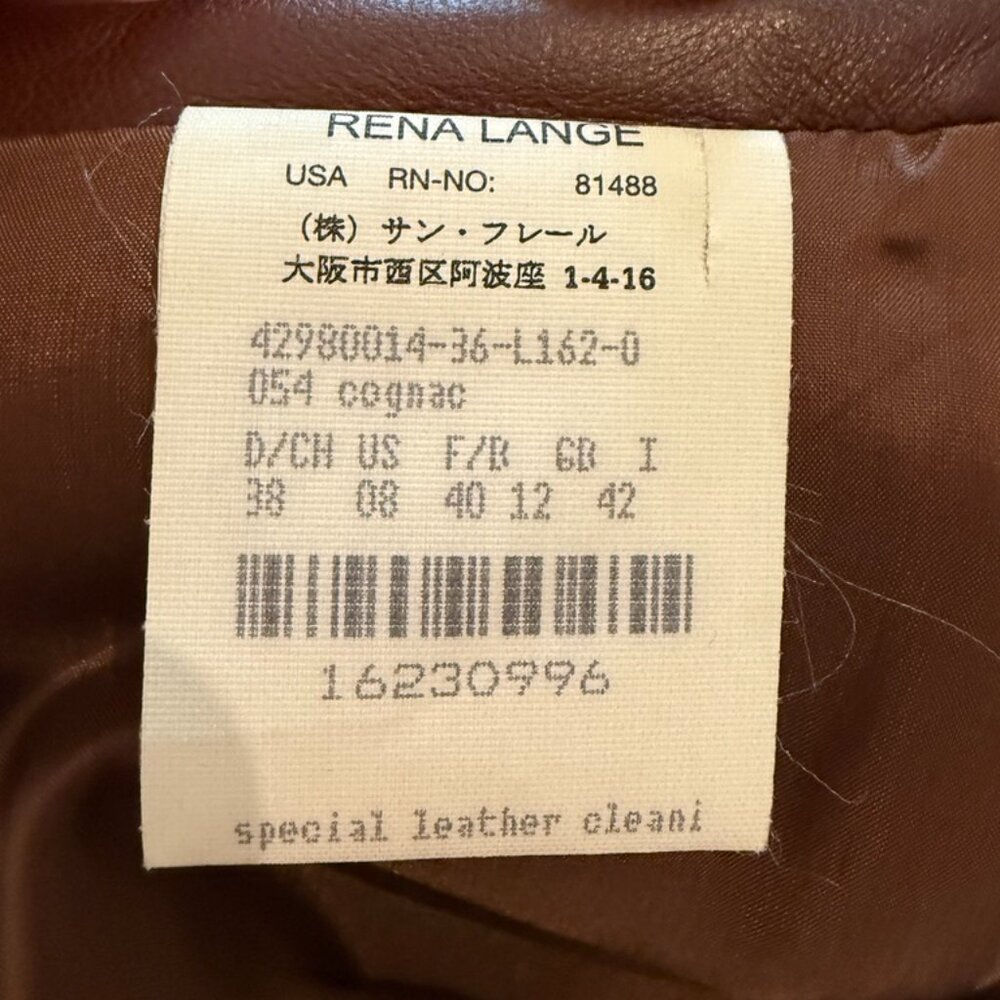 Rena Lange Brown Leather Midi Skirt Size 8 - Picture 4 of 4